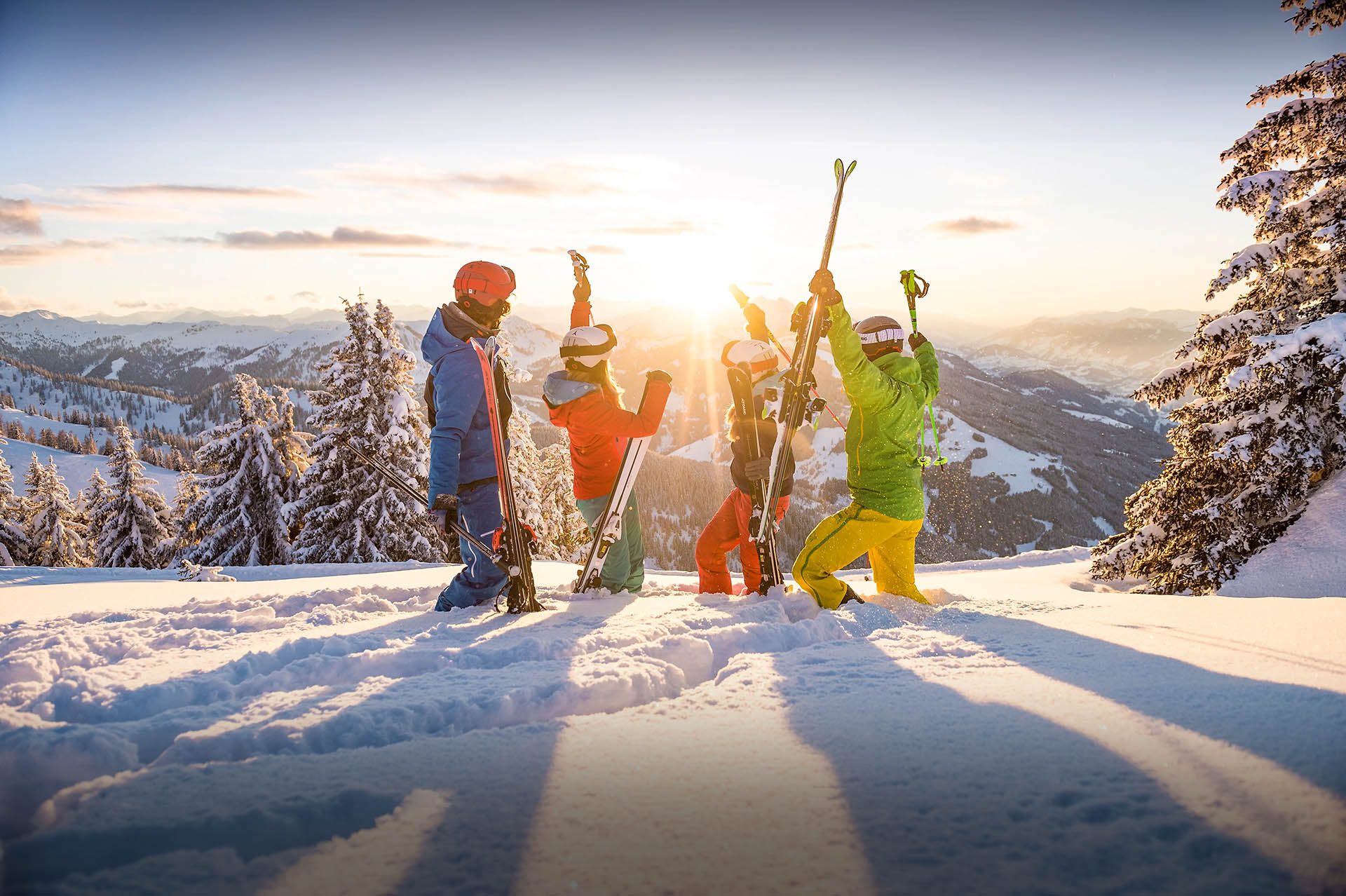 Sonnenuntergang in Flachau - Winterurlaub im Snow Space Salzburg - Alpine Sonnenplatzl Appartements